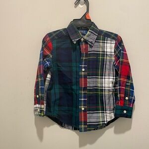 Polo Ralph Lauren Multicolor Plaid Oxford Fun Button-Up Shirt Kids Size 2/2T EUC